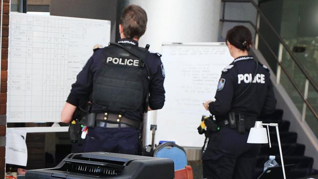 Police outside a Gold Coast quarantine hotel in November. Picture: Scott Powick