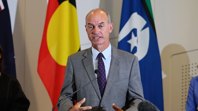 BRISBANE, AUSTRALIA – NewsWire Photos APRIL 19, 2024: The Health Minister for Tasmania Guy Barnett during a press conference in Brisbane. Picture: NCA NewsWire/Tertius Pickard