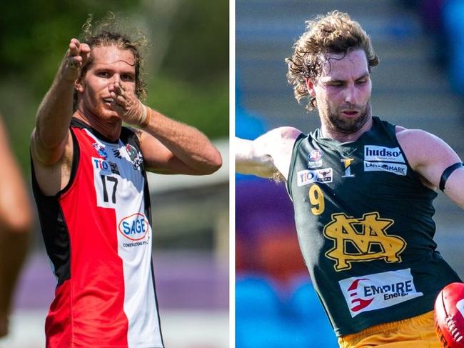 Jed Anderson for Southern Districts and Dylan Landt for St Mary's in the 2024-25 NTFL season.