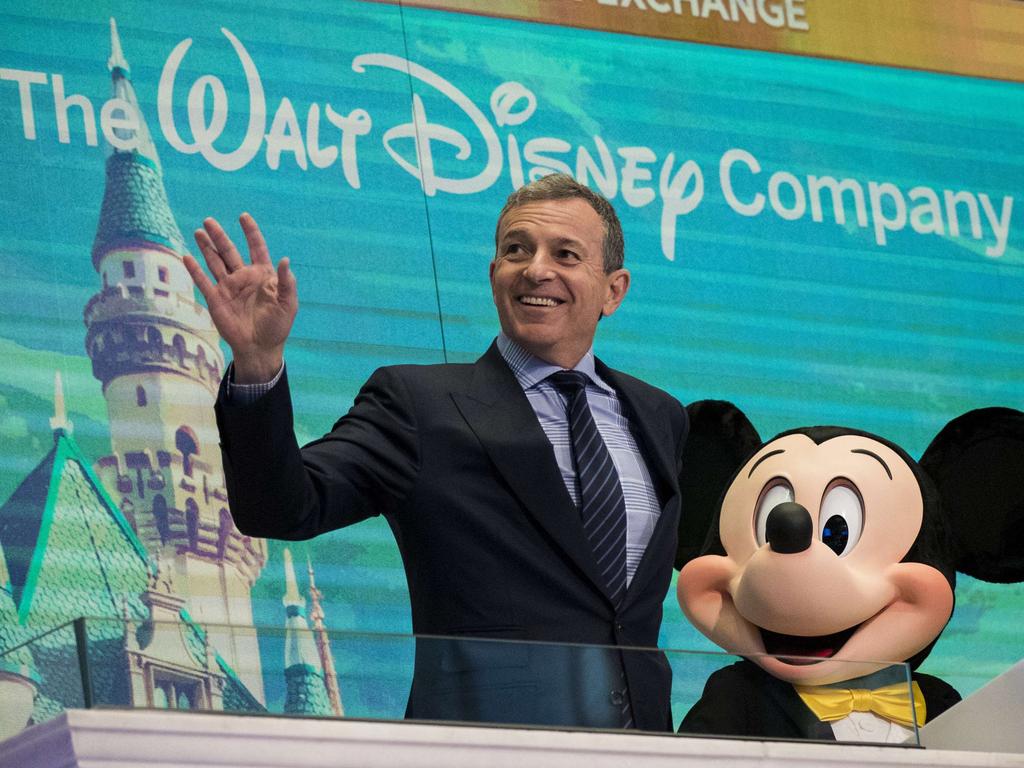 Chief executive officer and chairman of The Walt Disney Company Bob Iger and Mickey Mouse. Picture: Getty