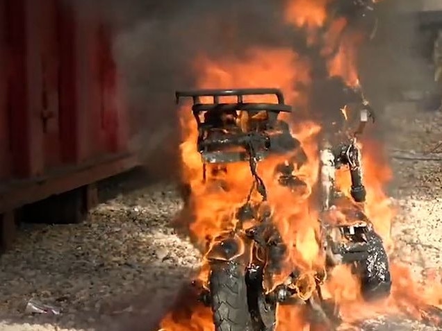 Screen grabs of footage captured by Fire and Rescue NSW of fires caused by Lithium Ion Batteries. Picture: Supplied