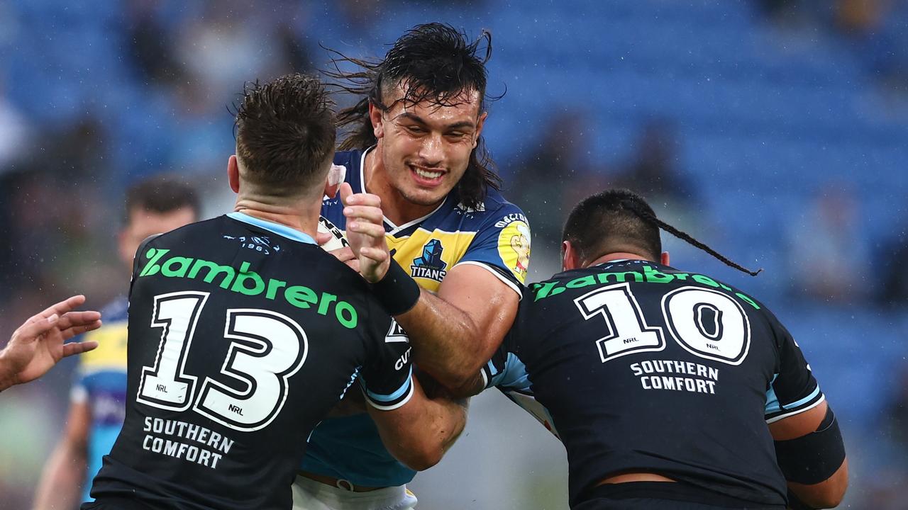 Tino Fa’asuamaleaui is determined to turn the Titans’ fortunes around on the field. Picture: Chris Hyde/Getty Images