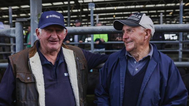 Lindsay Robb, Camperdown and Don Swayn, Camperdown at the Colac store cattle sale.