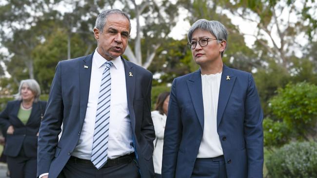 Foreign Minister Penny Wong and Israel's Ambassador to Australia Amir Maimon. Picture: NewsWire / Martin Ollman