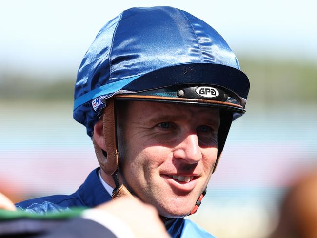 SYDNEY, AUSTRALIA - NOVEMBER 11: Tommy Berry riding Roots wins Race 6 James Squire Hot Danish Stakes during Five Diamonds Ladies Day - Sydney Racing at Rosehill Gardens on November 11, 2023 in Sydney, Australia. (Photo by Jeremy Ng/Getty Images)