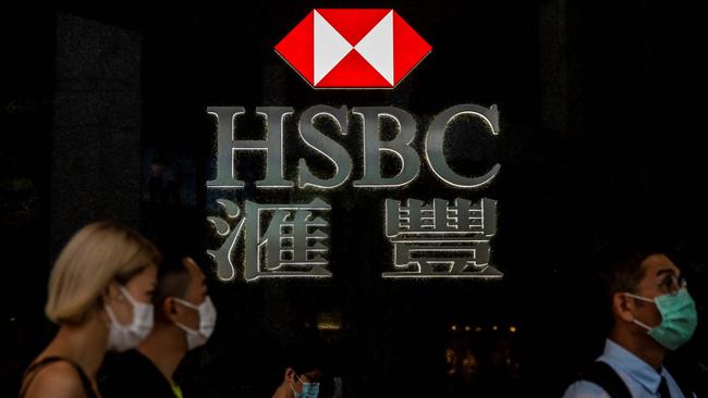 An HSBC bank in Hong Kong. Picture: AFP