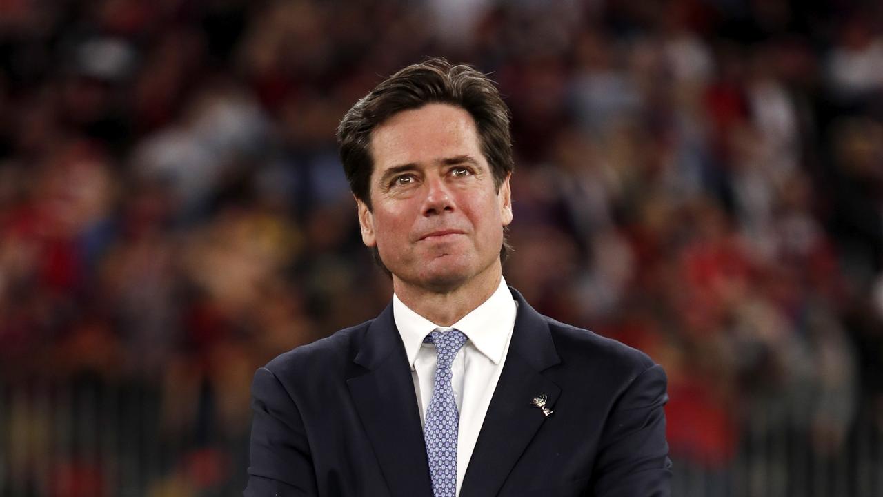 PERTH, AUSTRALIA - SEPTEMBER 25: Gillon McLachlan, Chief Executive Officer of the AFL looks on during the 2021 Toyota AFL Grand Final match between the Melbourne Demons and the Western Bulldogs at Optus Stadium on September 25, 2021 in Perth, Australia. (Photo by Dylan Burns/AFL Photos via Getty Images)