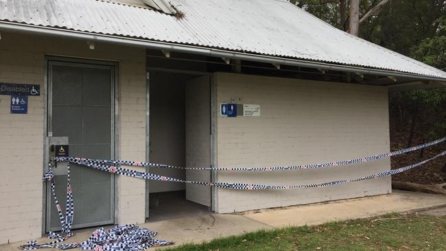 Police have cordoned off the women's toilet block at Buffalo Creek Reserve. Picture: Derrick Krusche