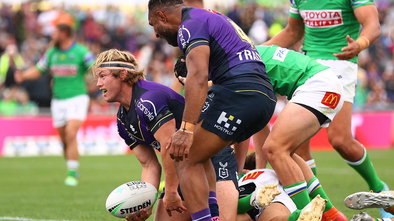 Harry Grant scored the opening try for the Storm in Wagga Wagga. Picture: Mark Nolan/Getty Images