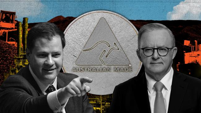 Industry Minister Ed Husic and Anthony Albanese. Illustration: Emilia Tortorella