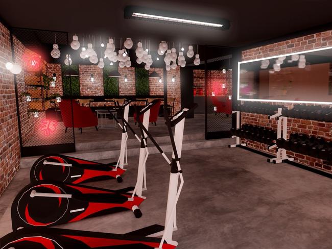 Iron Industry gym concept designs for the former Mars Bar site in Adelaide  . Picture: SOKO Design Studio