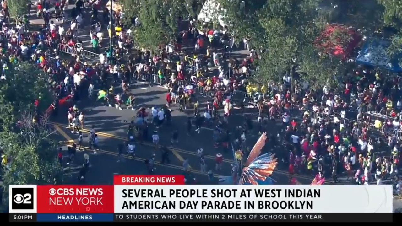 At least five were shot during the West Indian Day Parade on Monday. Picture: CBS News