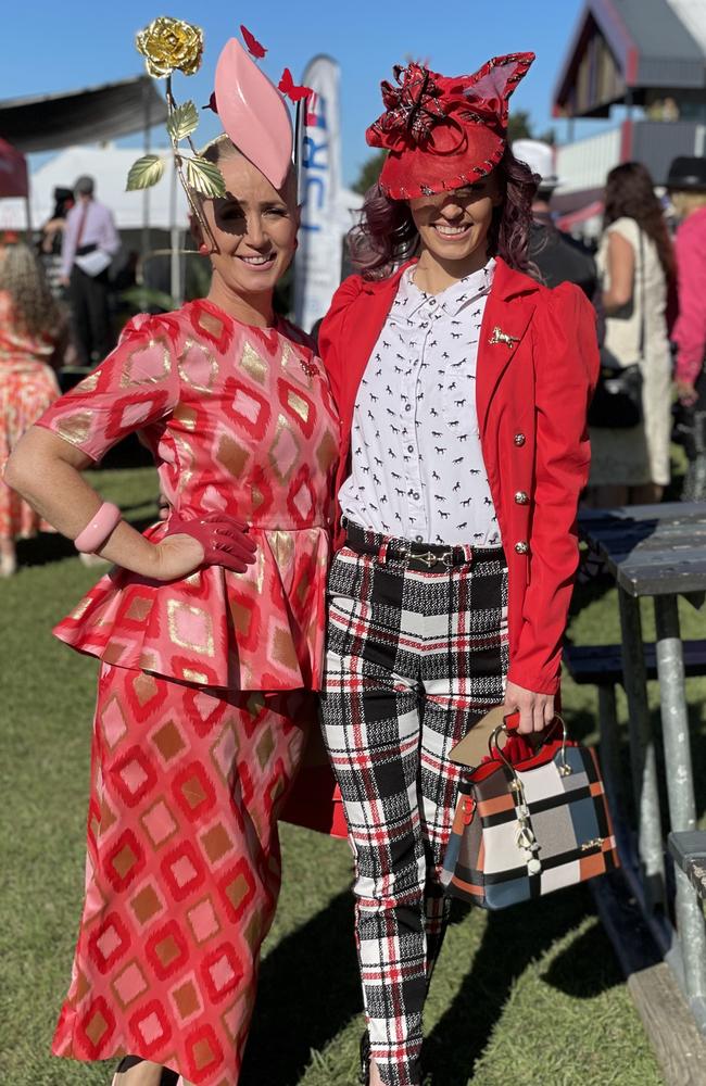 Rebecca Jane and Tasha Dunlop at the Gympie Races on June 15, 2024.