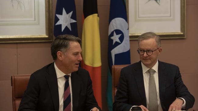 Richard Marles and Anthony Albanese recognise ‘the most challenging and uncertain circumstances’ since World War II. Picture: Andrew Taylor/NCA NewsWire