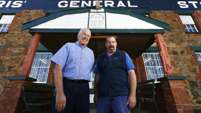 Jim Morris (left) and his son Paul, who operate Morris’ IGA and General Store but have sold the building, which is set for redevelopment. PICTURE: MATT THOMPSON