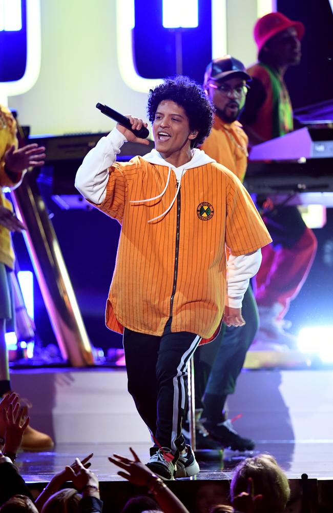 Recording artist Bruno Mars performs onstage during the 60th Annual GRAMMY Awards. Picture: AP