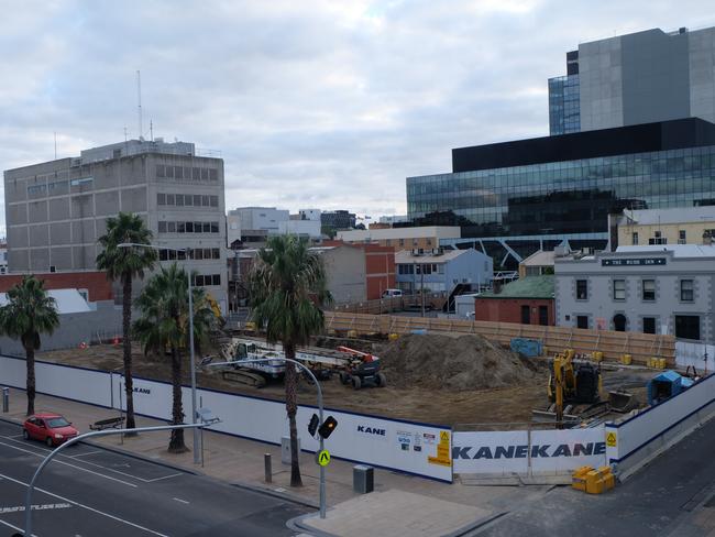 A webcam photo of the GMHBA building worksite in central Geelong. Picture: Quintessential Equity