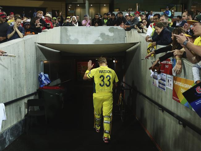 Watson is clapped of the Adelaide Oval.