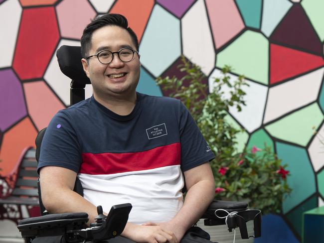 Newslocal  Southern Courier  Andrew Truong, a spinal injury patient poses for a photo at  the Prince of Wales Hospital on Tuesday, 15 December 2020. The Prince of Wales Hospital has seen an increase in spinal injury patient admissions this year.Picture / Monique Harmer