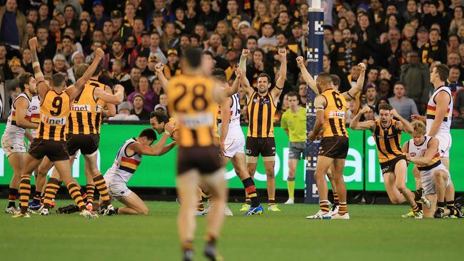 Hawthorn has won its past three straight games by three points. Picture: Wayne Ludbey