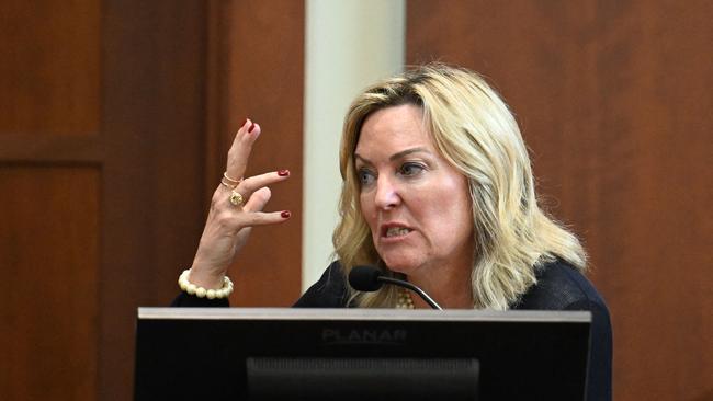 Forensic psychologist Dr. Dawn Hughes, testifies during the hearing. Picture: AFP