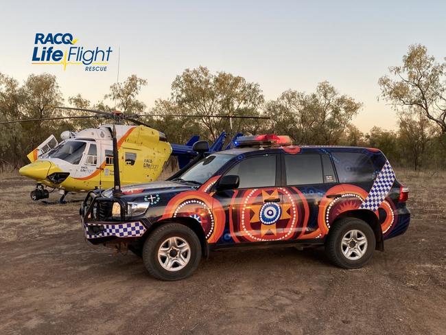 Police and the Mount Isa-based RACQ LifeFlight Rescue helicopter rescued an elderly man who went missing in the outback, 400km northeast of Mount Isa. Photo: RACQ LifeFlight