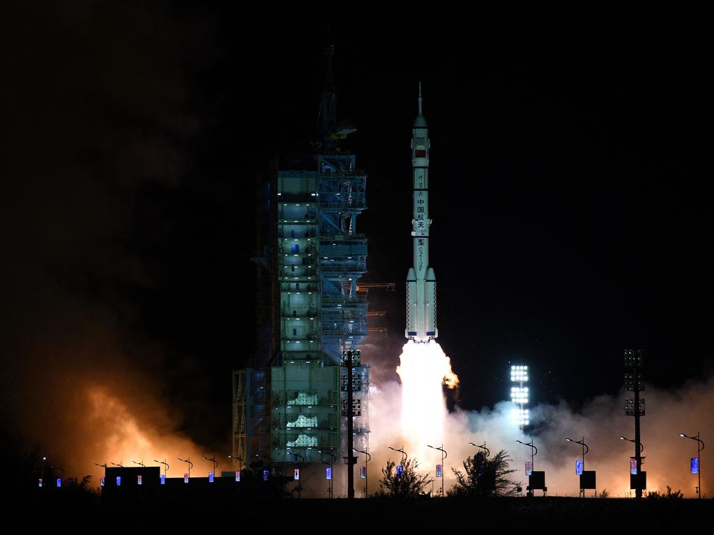 A Long March-2F carrier rocket lifts off from the Gobi desert on October 16, 2021. Picture: STR/AFP