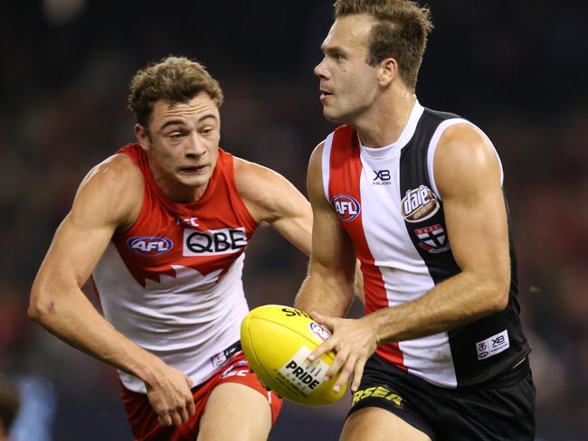 St Kilda's Bailey Rice on the move against Sydney Swans. Pic: Michael Klein