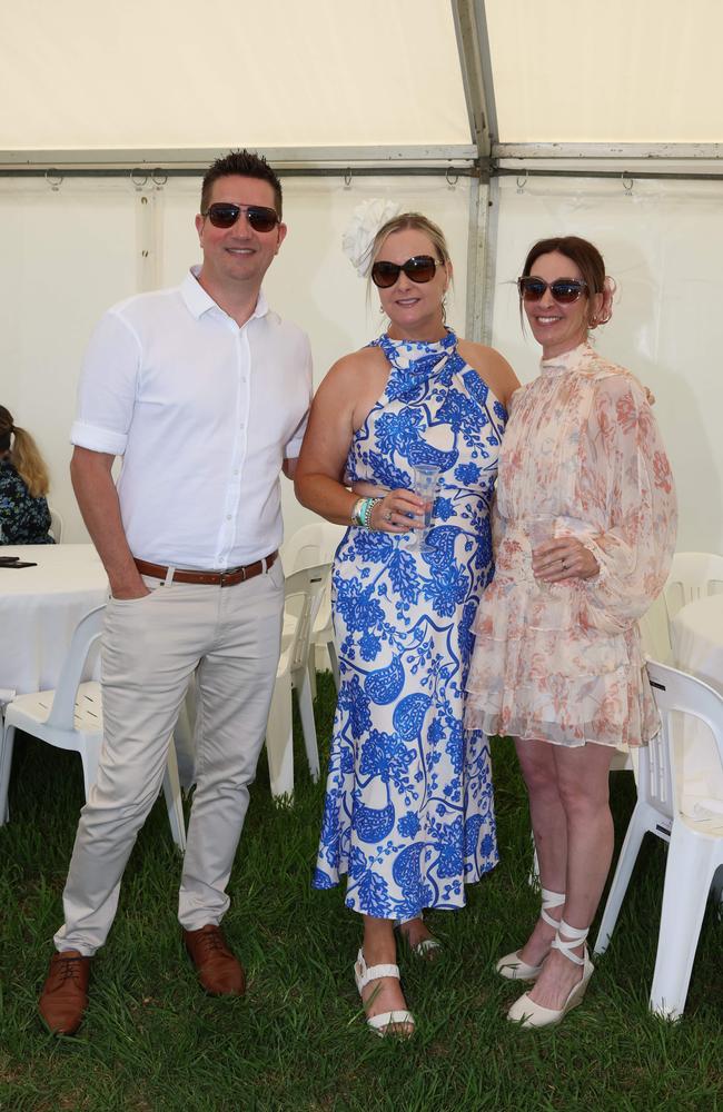 MELBOURNE, AUSTRALIA – DECEMBER 8 2024 Andrew, Kelly and Melinda attend the Werribee Cup in Werribee on December 8th, 2024. Picture: Brendan Beckett