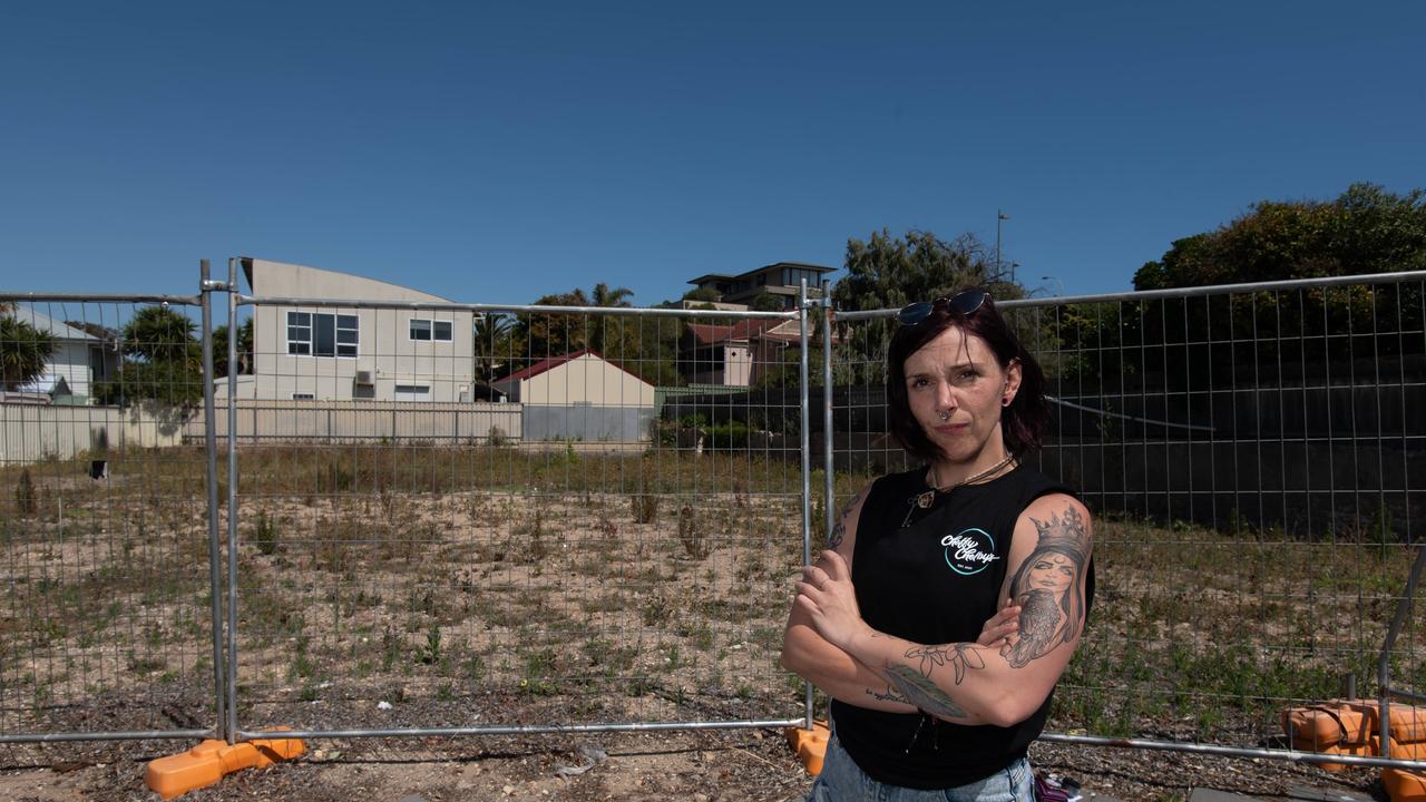 Michelle Lowe at the site of her former business. Picture: Naomi Jellicoe