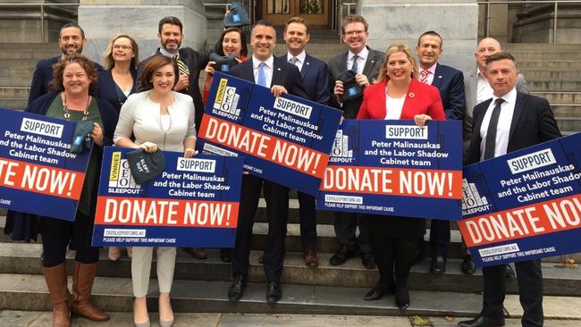 Sleeping together. The Labor shadow cabinet will be out in the cold, but for a good cause.