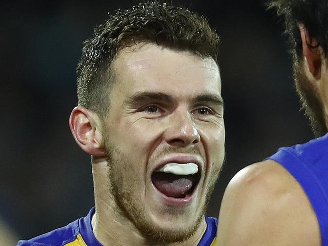 AFL - ELIMINATION FINAL -  Port Adelaide v West Coast Eagles at Adelaide Oval. Luke Shuey celebrates his goal with Josh Kennedy. Picture Sarah Reed