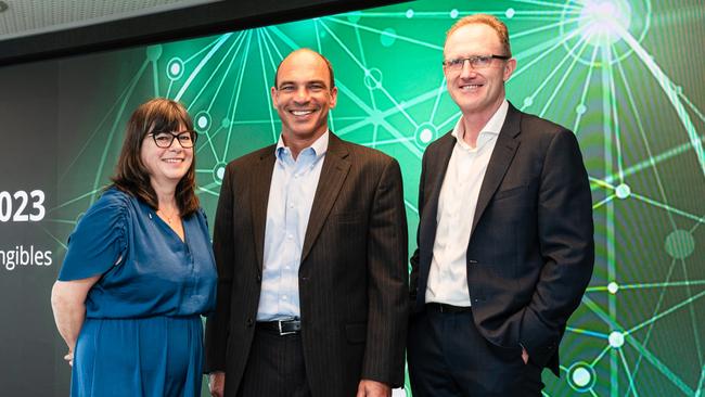 Deloitte’s Frances Drummond, left, and Tim Heberden, right (pictured with IP Advisory partner Derek Minihane). Picture: Gabriella Sukkarr