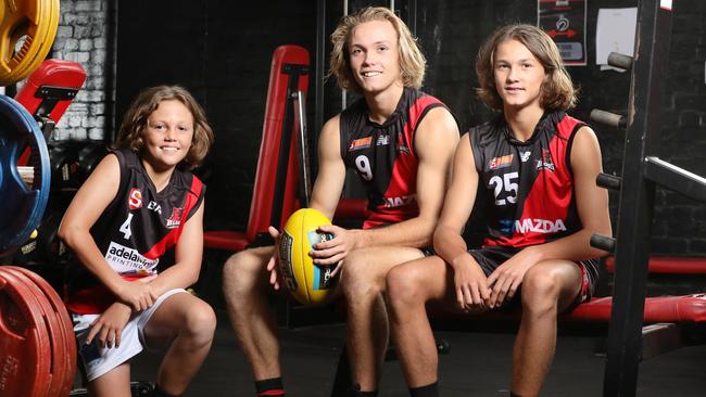 West Adelaide brothers Tanner, Kobe, and Harper Ryan are part of the Bloods talent pathway. Picture: Dean Martin