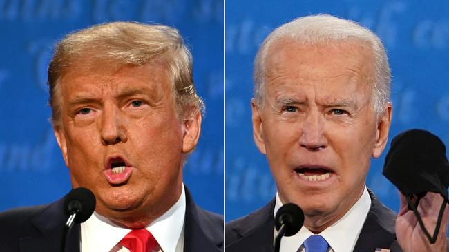 US President Joe Biden (R) is planning his re-election campaign with a small team of senior advisers despite disastrous polls and an expected announcement from Donald Trump (L).