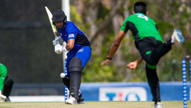 Northern Tide batsman Jason Sangha keeps his eyes on the ball. Picture: Che Chorley