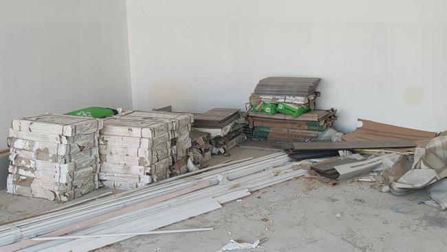 Materials left sitting in Reza Thebuwana’s half built house. Picture: Supplied