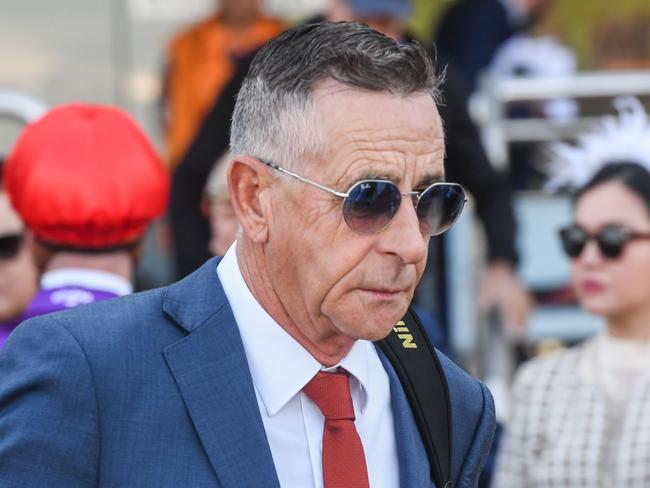 Trainer Michael Kent after his horse Comica won the Blue Gum Farm VOBIS Gold Distaff  at Caulfield Racecourse on April 23, 2022 in Caulfield, Australia. (Brett Holburt/Racing Photos via Getty Images)