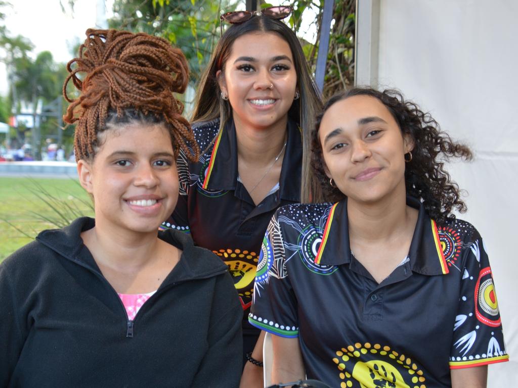 Lalawa Dongi-Bedford, Ruby Ketchell and Atalia Davey at the Big Talk One Fire Event on September 16 at Munro Martin Parklands. Picture: Bronwyn Farr