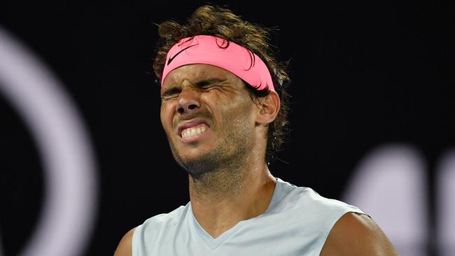 Rafael Nadal was in a world of hurt.  Picture: AFP