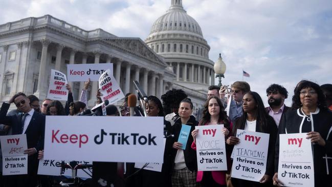 Some of America’s 150 million TikTok users protest on Capitol Hill against a ban. Picture: AFP/Getty Images/The Times