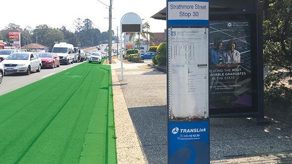 An artist's impression of the bus lane along Gympie Rd which also mean the removal of the Strathmore St bus stop and the one on the opposite side of the road outside Coles. Pic: The Courier-Mail