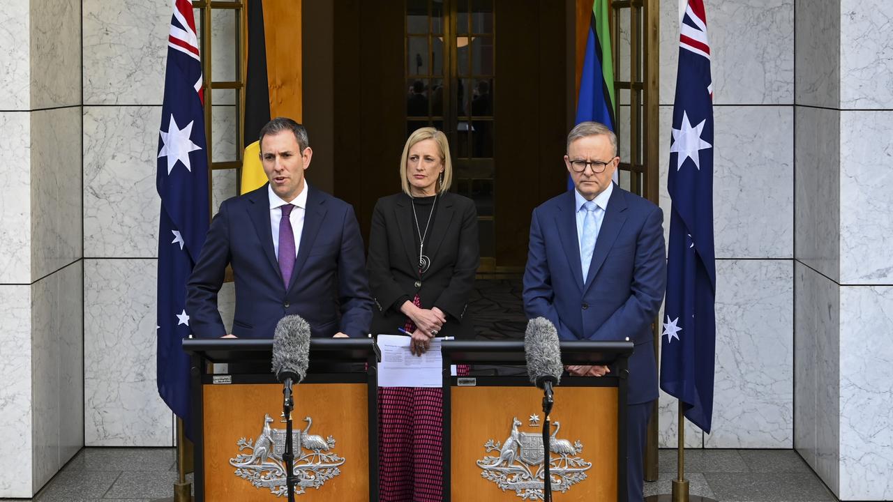 CANBERRA, AUSTRALIA – NewsWire Photos September 02, 2022: Prime Minister of Australia Albanese, Treasurer Jim Chalmers and Finance, Public Service and Women Katy Gallagher hold a press conference after the Jobs and Skills Summit at Parliament House in Canberra. Picture: NCA NewsWire / Martin Ollman