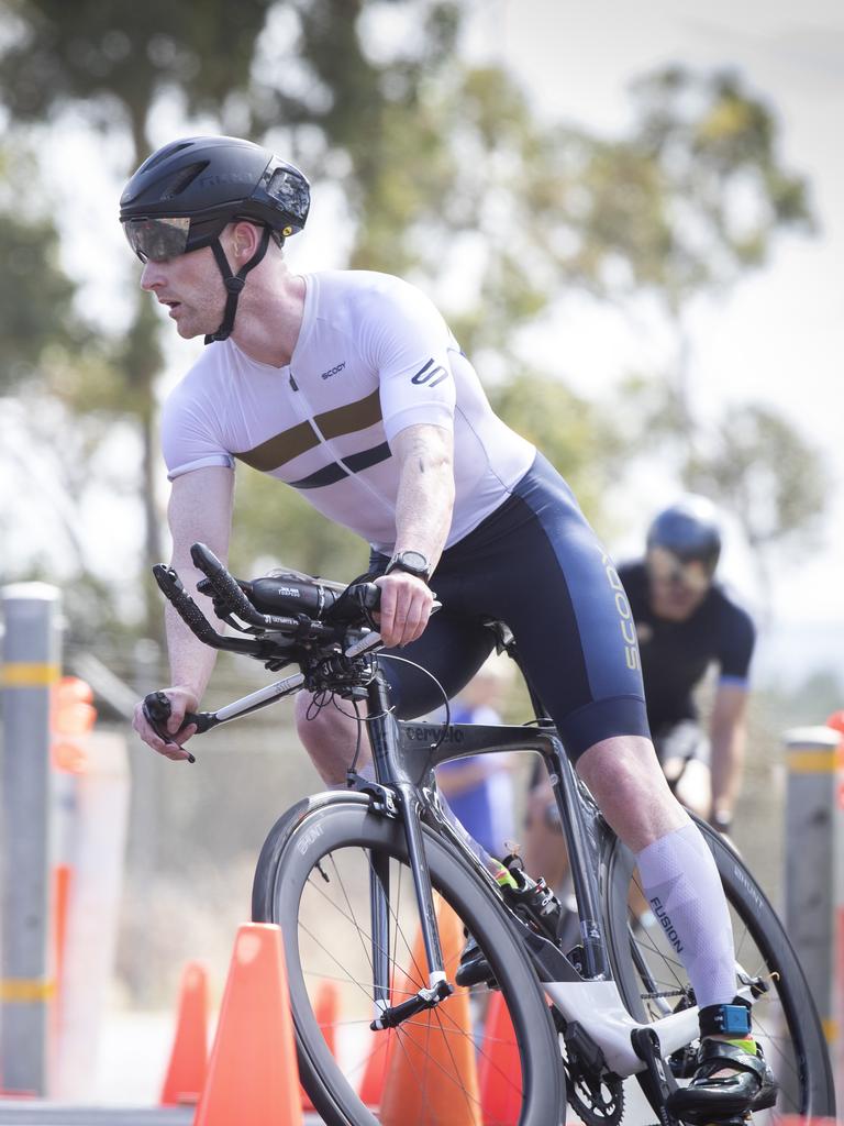 Mark Barrenger during the Seven Mile Beach Gala Day Triathlon. Picture: Chris Kidd