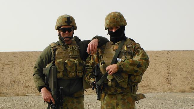 **ON HOLD. PLEASE DO NOT USE AS OF MARCH 2022. Thank you.**Australian Army Captain Jason Scanes with Warrant Officer Kris Amiet in Afghanistan in either 2012 or 2013. Picture: Supplied