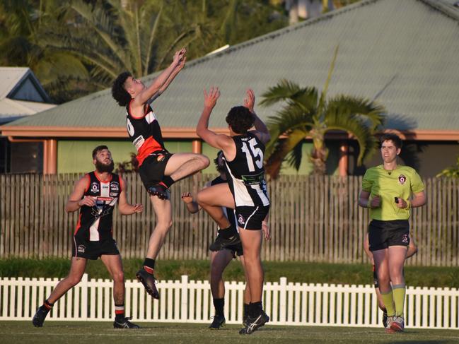 Tyler Duck in the North Mackay Saints v Mackay Magpies Premier AFL grand final at Magpies Sporting Club, Mackay, September 11, 2021. Picture: Matthew Forrest