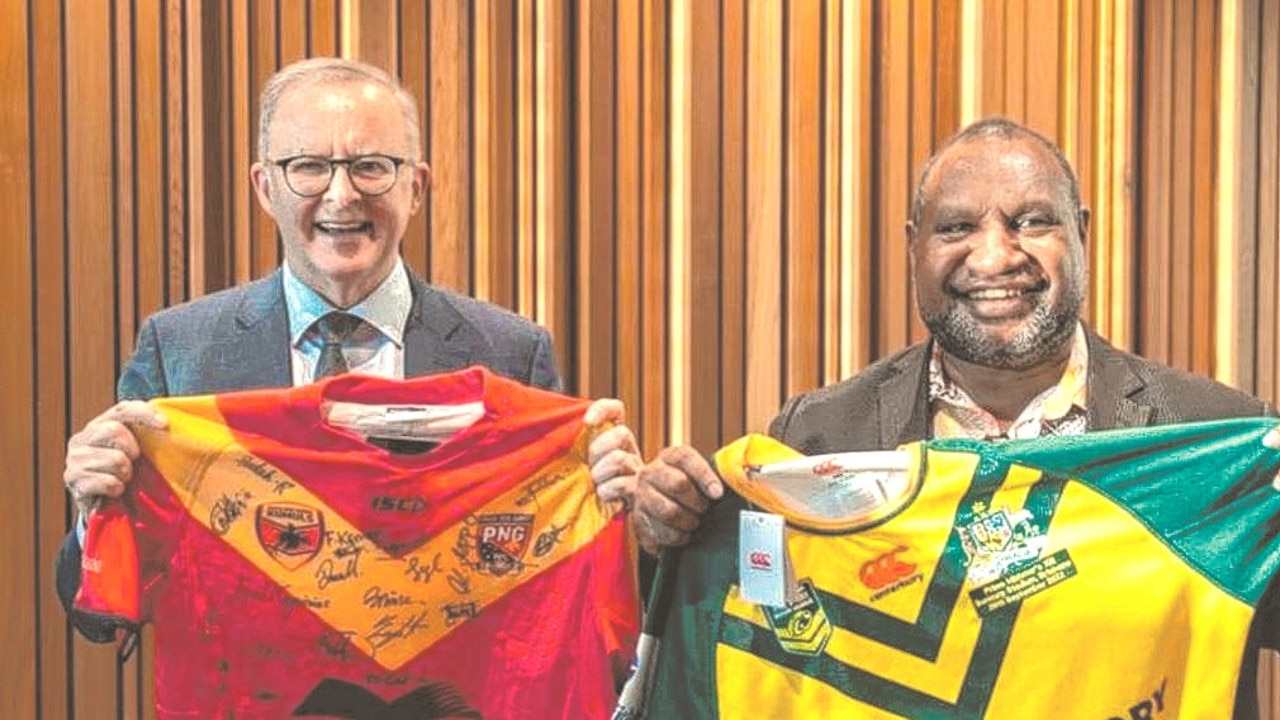 Australian Prime Minister Anthony Albanese and PNG Prime Minister James Marape are both NRL fans. Picture: PMO