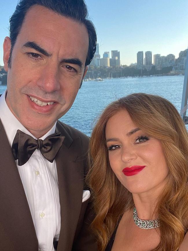 Sacha Baron Cohen and Isla Fisher dressed up for the Oscars in Sydney. Picture: Instagram