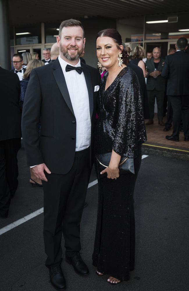 Dan and Amy Brockhurst represent Semloh Support Services at the Focus HR Business Excellence Awards 2023 hosted by Toowoomba Chamber at Rumours International, Saturday, October 21, 2023. Picture: Kevin Farmer