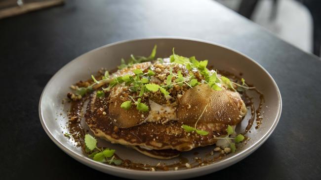 Ricotta coconut pancakes. Picture: Mark Cranitch